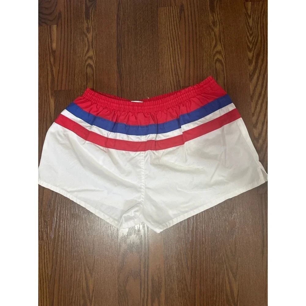 Vintage 80's Pacific Scene Striped Swim Red White Blue